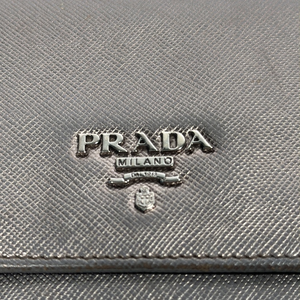 Authentic PRADA Large Saffiano Leather Wallet- Silver - Picture 3 of 16